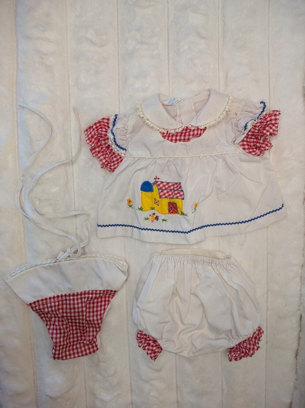 Cradle Togs Vtg 1980s 3 Piece Embroidered Barn Dress Set